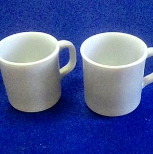 Anchor Hocking milk glass, grey mugs, 2 mug